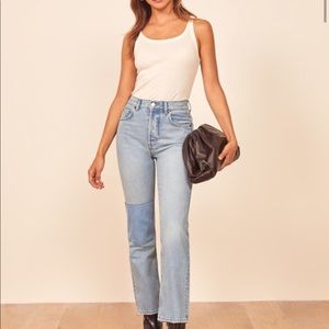 NWT Reformation Cynthia Patch High Rise Jeans